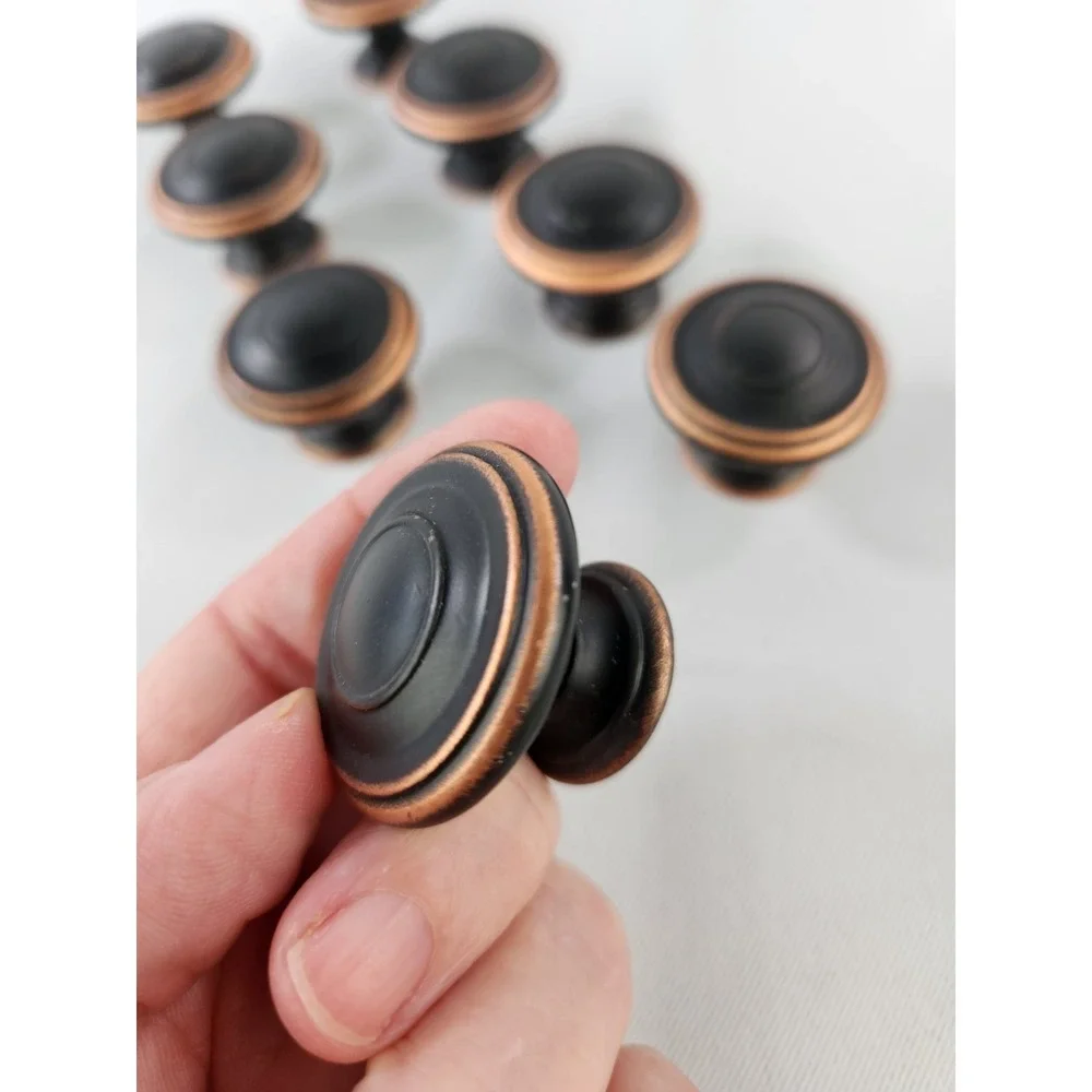 Lot of 8 Bronze Black Copper Round Metal Drawer Cabinet Dresser Desk Knob Pulls
